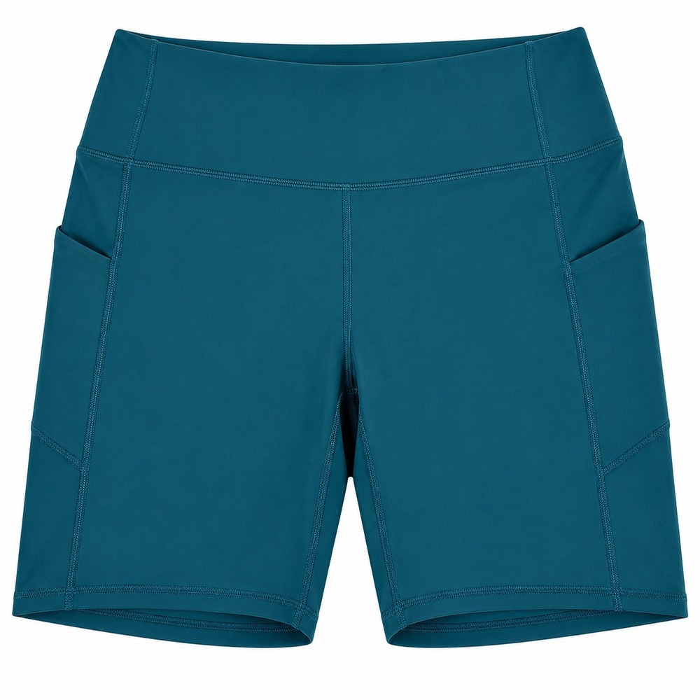 Fabletics PureLuxe High Waisted Biker Shorts Teal Green Side Pockets XL